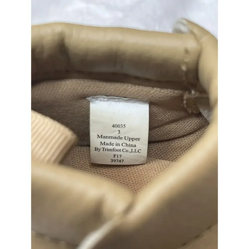 Baby Toddler Infant Girls Size 3 Tan Slip-On Moccasins Crib Shoe Soft Soles Mocs